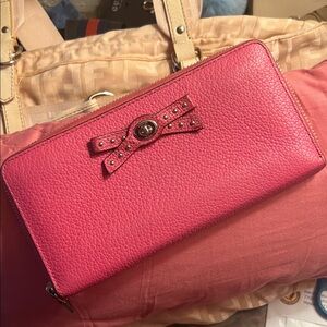 Coach Pink Wallet with Bow Detail